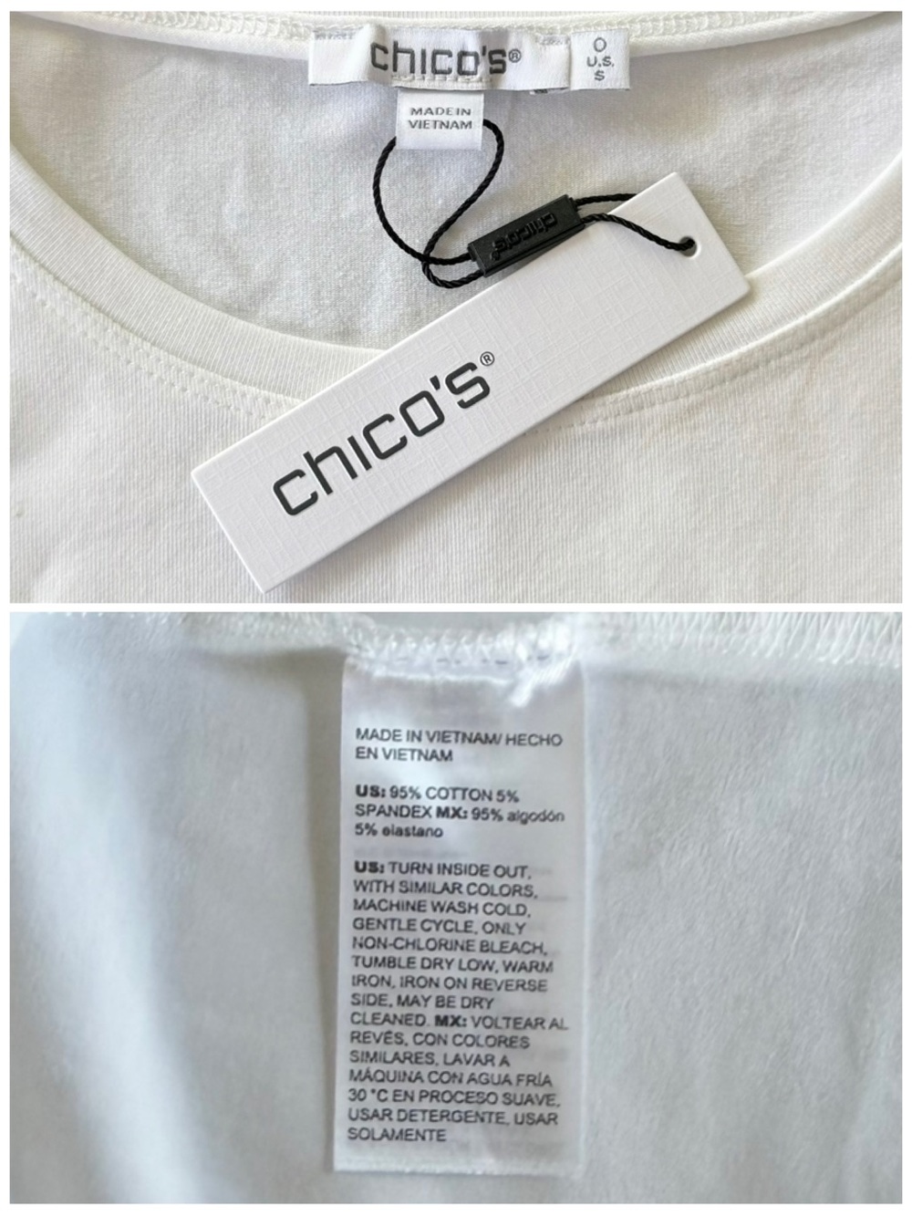 CHICO’S NWT 0 Flag Embellished Knit Tee • Sequin Star Flower Americana - Picture 7 of 13